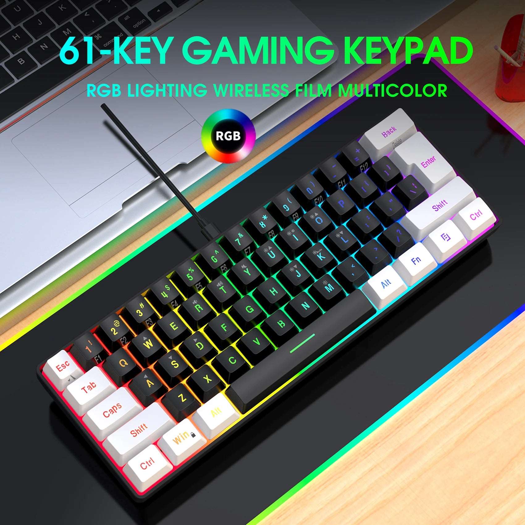 61-Key RGB Wired Keyboard & Mouse Apexion Labs