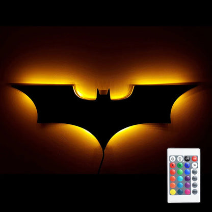 Creative 3D Bat Wall Lamp RGB LED Bedside Gaming Room Bar Decorative Light with Remote Control for Bedroom Living Room Porch Apexion Labs